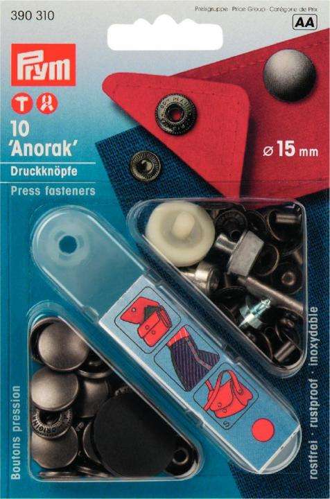 Druckknöpfe von Prym 390310 Anorak Verschluss alteisen 15mm