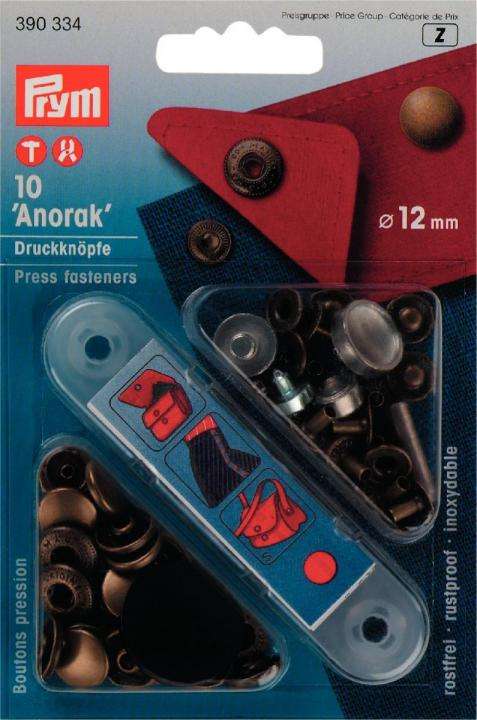 Prym Druckknöpfe Sorti.-12mm Kappen alt Messing 390334