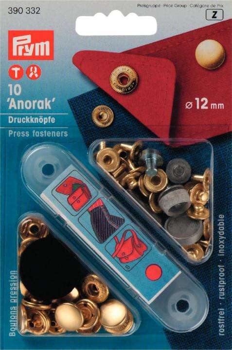 Druckknöpfe Anorak Design Gold 12mm