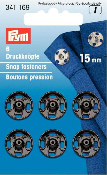Druckknöpfe schwarz 15mm