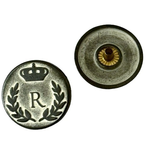 Druckknöpfe Wappen Lorbeerkranz mit Krone NK-161 d. Graphit Silber