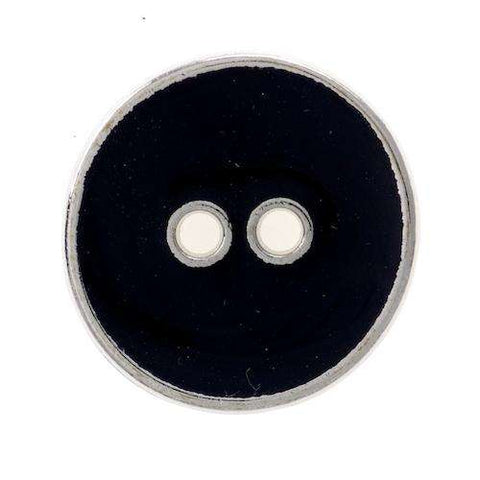 Metallknopf in Schwarz mit 2-Loch-Befestigung in 18–23 mm