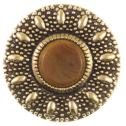 Metallknopf mit Wappenmotiv in Altgold-Gold mit Öse-Befestigung in 20–28 mm