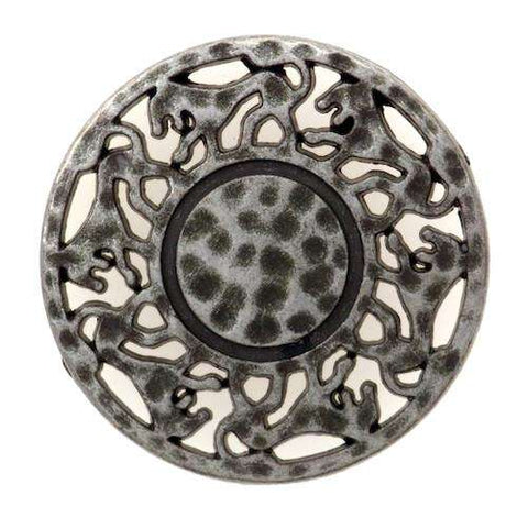 Metallknopf mit filigran in Altsilber-Silber mit Öse-Befestigung in 18–23 mm
