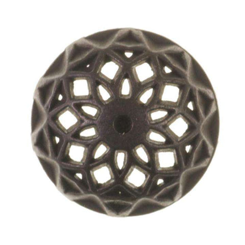 Metallknopf mit filigran in Schwarz mit Öse-Befestigung in 15 mm