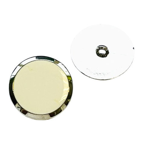 Großer Ösen Knopf Weiß mit Silbernem Rand KGO-57-silber