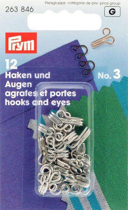 Haken und Augen HOE-6 Silber No3