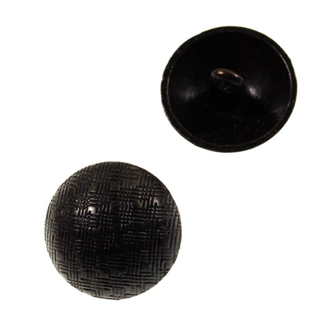 Metallknopf mit Korbmuster Muster Halbkugel in Schwarz mit Öse-Befestigung in 19 mm