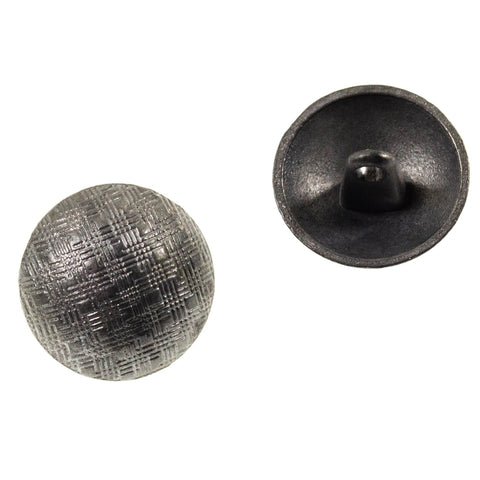 Metallknopf mit Korbmuster Muster Halbkugel in Altsilber-Silber mit Öse-Befestigung in 16–19 mm