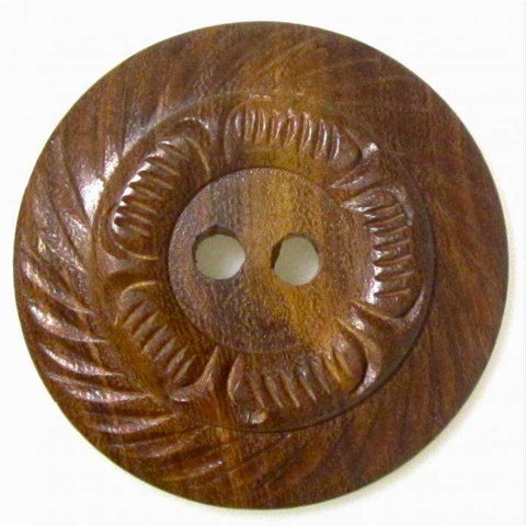 Braun Holzknopf mit Blumenmotiv mit 2-Loch-Befestigung HK-415