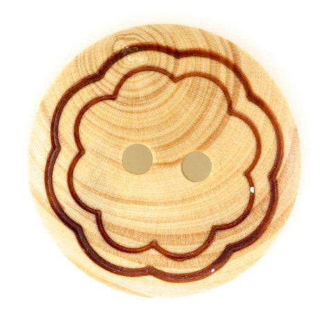 Braun Holzknopf mit Blumenmotiv mit 2-Loch-Befestigung HK-100