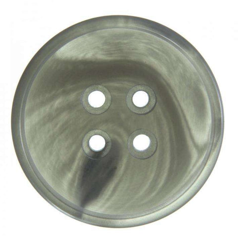 Grau Hornimitatknopf  mit 4-Loch als Mantel- und Jackenknopf