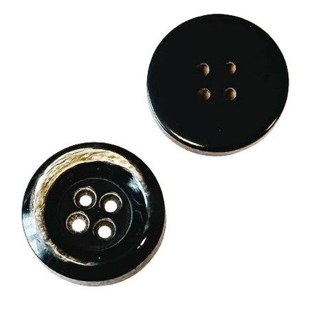 Anthrazit Hornimitatknopf HI-122 mit 4-Loch als Mantelknopf