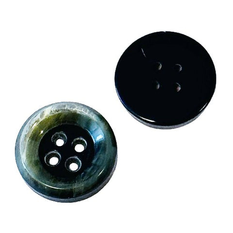 Grau Hornimitatknopf HI-122 mit 4-Loch als Mantel- und Jackenknopf