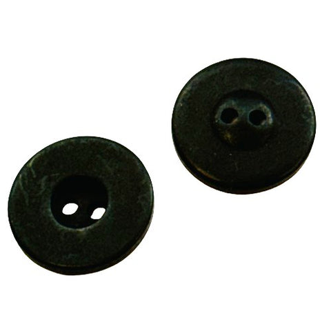 Schwarz Hornimitatknopf HI-121 mit 2-Loch als Mantel- und Jackenknopf