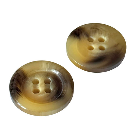 Beige-Braun Hornimitatknopf HI-130 mit 4-Loch als Trachten- und Lodenknopf