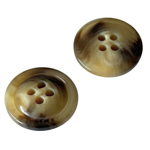 Beige-Braun Hornimitatknopf HI-132 mit 4-Loch als Mantel- und Jackenknopf