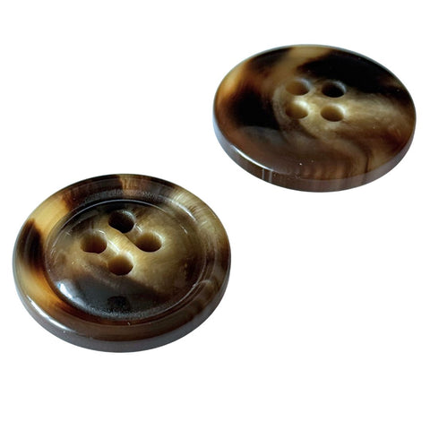 Dunkelbraun Hornimitatknopf HI-132 mit 4-Loch als Mantel- und Jackenknopf