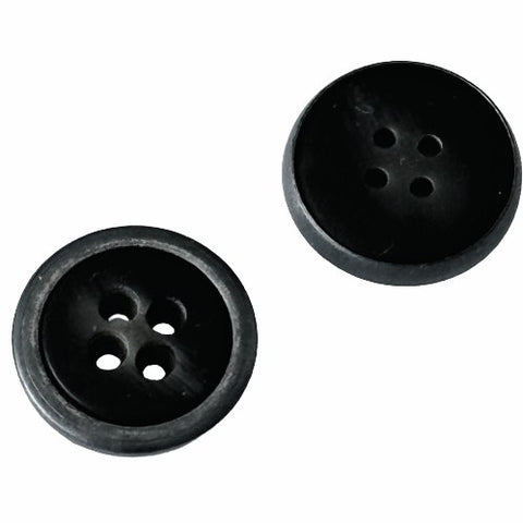 Silberfarben-Schwarz-Grau Hornimitatknopf HI-4 mit 4-Loch als Hosenknopf