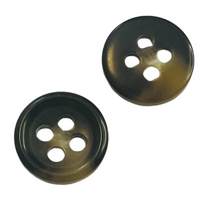 Hellbraun Hornimitatknopf HI-110 mit 4-Loch als Mantel- und Jackenknopf