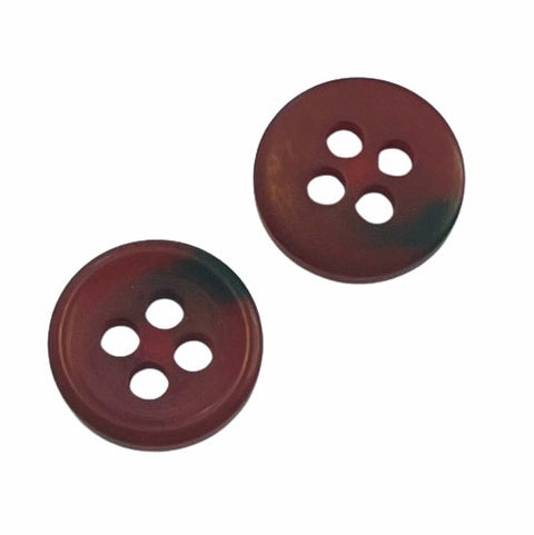Rot Hornimitatknopf HI-110 mit 4-Loch als Mantel- und Jackenknopf