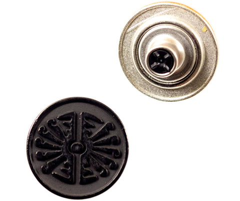 Jeansknopf Ethno Muster in Schwarzkupfer, Varianten 15–20 mm – Knopftruhe