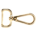 Karabiner goldfarben mit eckigem Bandschlaufen-Steg und ovalem Drehwirbel-Haken