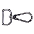 Karabiner mit D-foermigem Drehring und Sicherheitshaken, glaenzendes silberfarbenes Metall