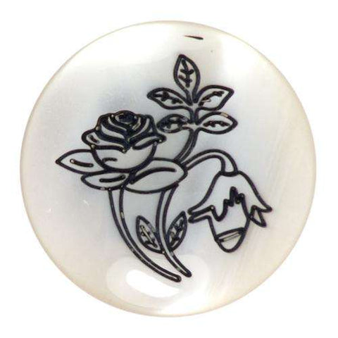 Ösen Knopf mit Glanz und Blumenmotiv KG-10