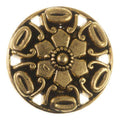 Ösenknopf mit Blütenmotiv in Altgold für Trachtenmode und Dirndl