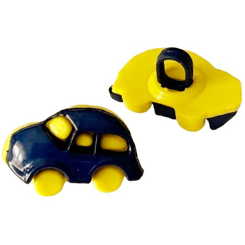 Kinderknopf mit automotiv in Gelb aus Kunststoff