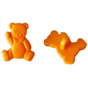 Kinderknopf mit bärmotiv in Orange aus Kunststoff