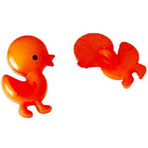 Kinderknopf mit entemotiv in Orange aus Kunststoff