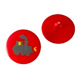 Kinderknopf mit fahrzeugemotiv in Rot aus Kunststoff