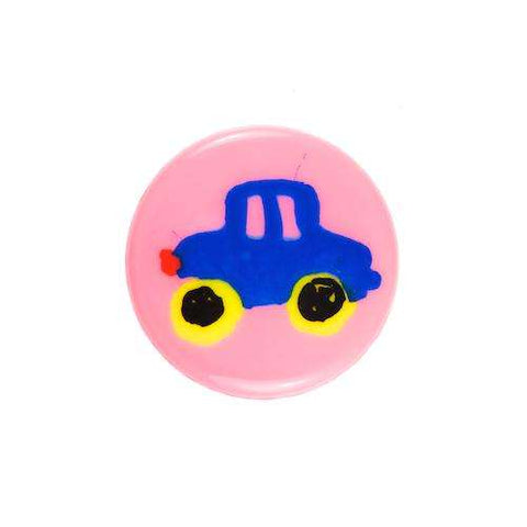 Kinderknopf mit automotiv in Rosa aus Kunststoff