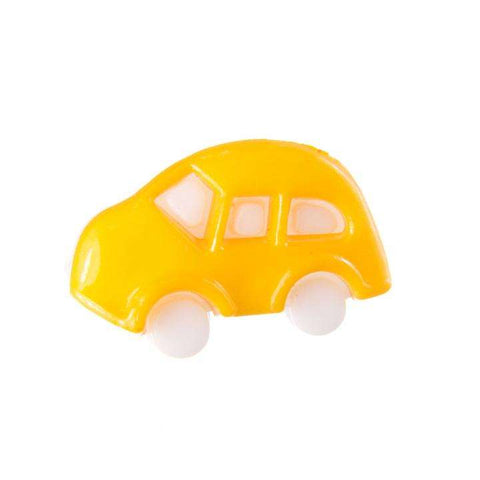 Kinderknopf mit automotiv in Gelb aus Kunststoff