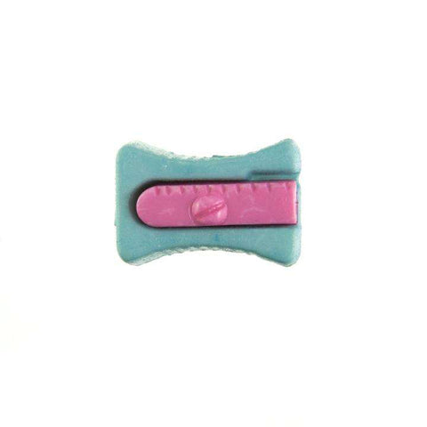 Kinderknopf mit anspitzermotiv in Blau aus Kunststoff