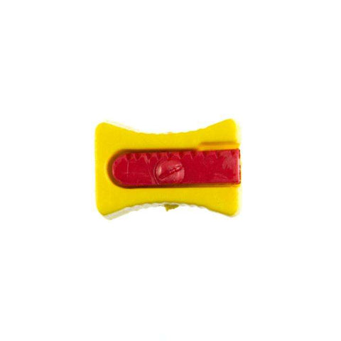 Kinderknopf mit anspitzermotiv in Gelb aus Kunststoff
