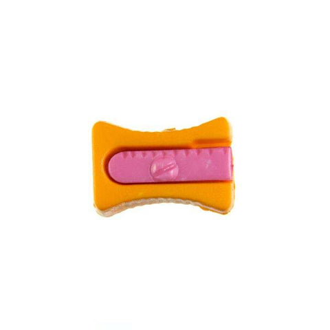 Kinderknopf mit anspitzermotiv in Orange aus Kunststoff