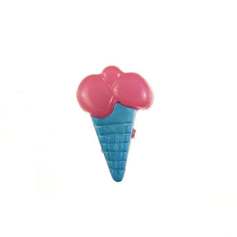 Kinderknopf mit eistütemotiv in Blau aus Kunststoff