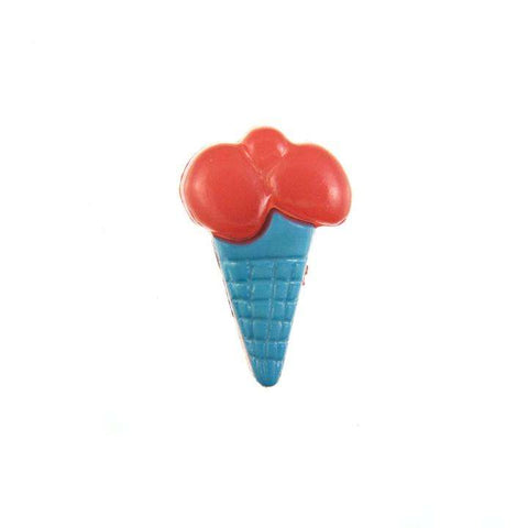 Kinderknopf mit eistütemotiv in Blau aus Kunststoff