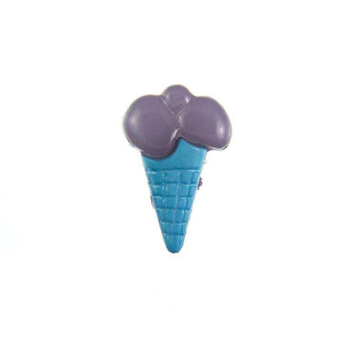 Kinderknopf mit eistütemotiv in Blau aus Kunststoff