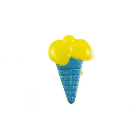Kinderknopf mit eistütemotiv in Blau aus Kunststoff