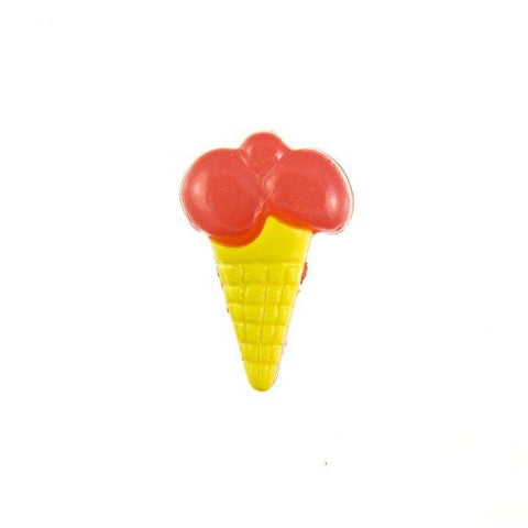 Kinderknopf mit eistütemotiv in Gelb aus Kunststoff