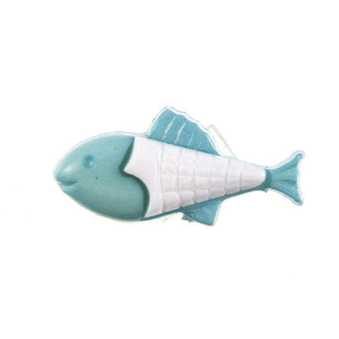 Kinderknopf mit fischmotiv in Blau aus Kunststoff