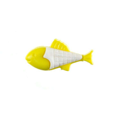 Kinderknopf mit fischmotiv in Gelb aus Kunststoff