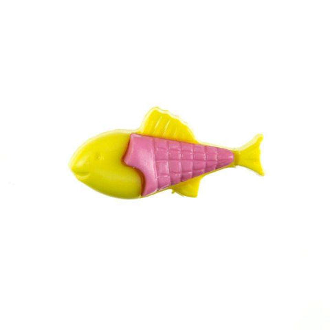 Kinderknopf mit fischmotiv in Gelb aus Kunststoff