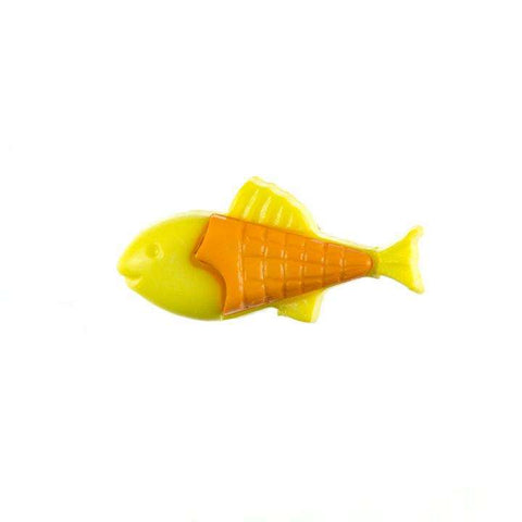 Kinderknopf mit fischmotiv in Gelb aus Kunststoff