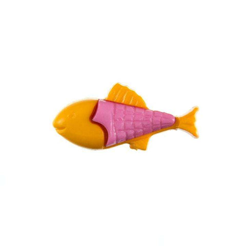 Kinderknopf mit fischmotiv in Orange aus Kunststoff