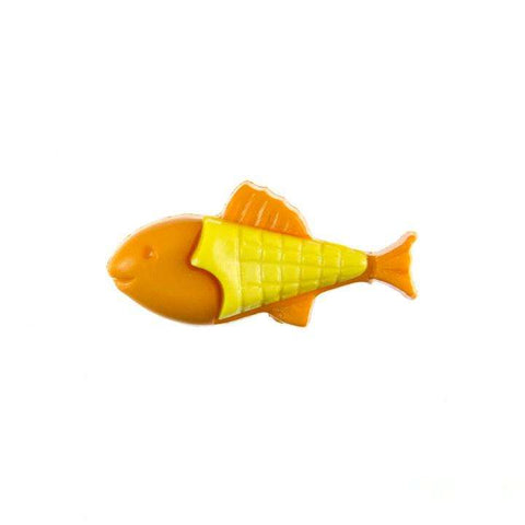 Kinderknopf mit fischmotiv in Orange aus Kunststoff